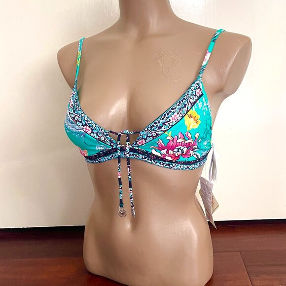 NWT Seafolly Australia Tassel floral recycled nylon bikini swim top 8 - Picture 15 of 16